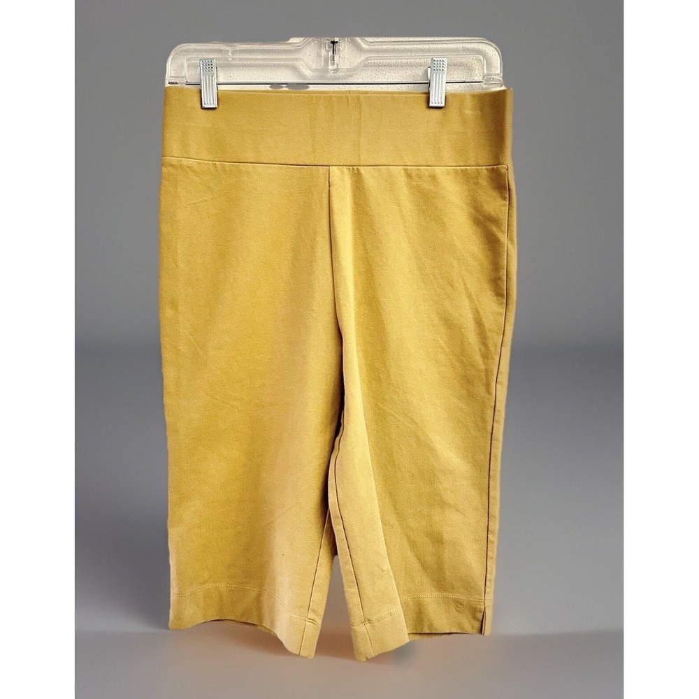 Lori‎ Goldstein LOGO Layer Crop Pants Womens Small Tan Capri Stretch Pull On